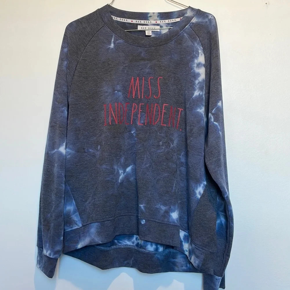 Rae Dunn Miss Independent Tye Dye Crew Neck